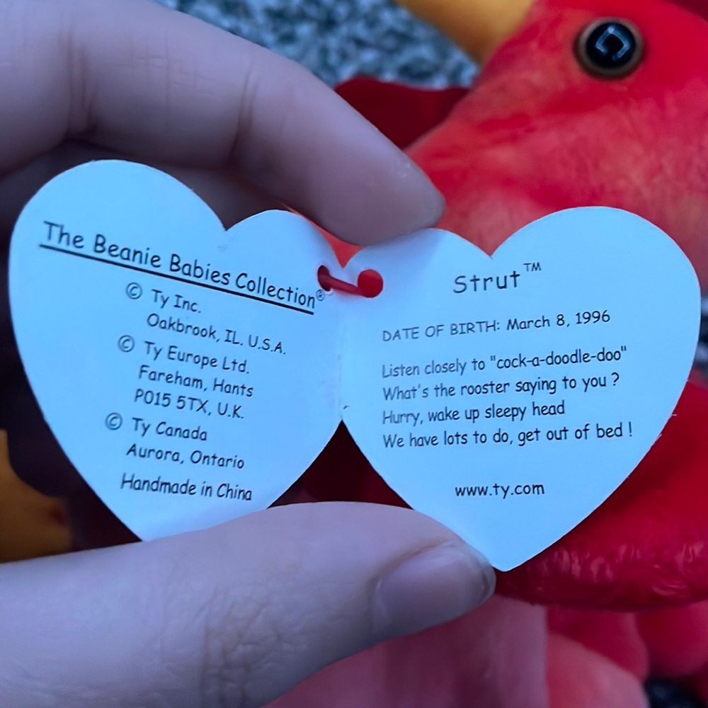 Strut the Rooster 1996 Beanie Baby Mint Condition - Picture 6 of 6